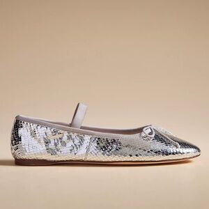 Loeffler Randall Leonie Ballet Flats in silver snakeskin